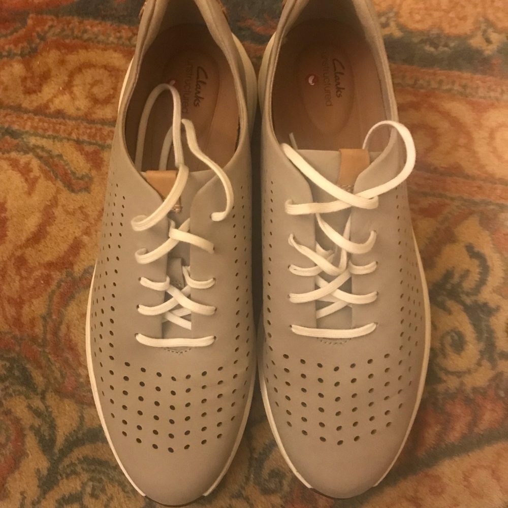 Clarks Women's White Perforated Lace-Up Sneakers
